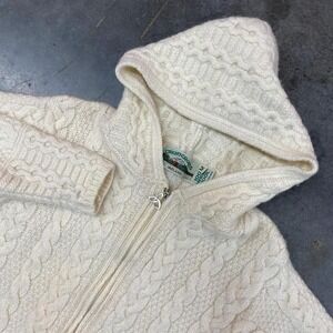 Aran Crafts Ireland Merino Wool cable knit Sweater full zip Fisherman women's M